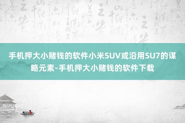 手机押大小赌钱的软件小米SUV或沿用SU7的谋略元素-手机押大小赌钱的软件下载