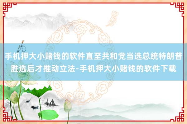 手机押大小赌钱的软件直至共和党当选总统特朗普胜选后才推动立法-手机押大小赌钱的软件下载