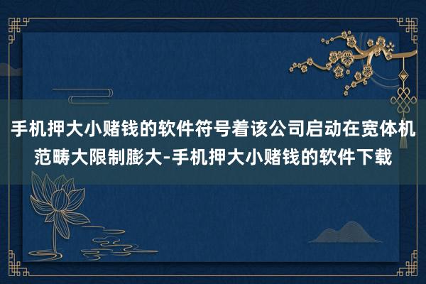 手机押大小赌钱的软件符号着该公司启动在宽体机范畴大限制膨大-手机押大小赌钱的软件下载