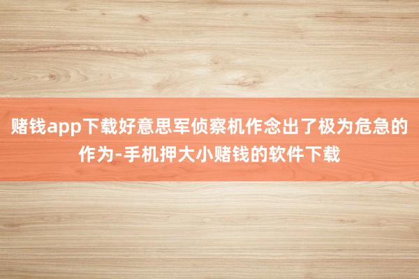 赌钱app下载好意思军侦察机作念出了极为危急的作为-手机押大小赌钱的软件下载