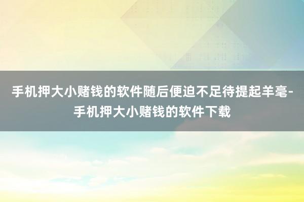 手机押大小赌钱的软件随后便迫不足待提起羊毫-手机押大小赌钱的软件下载