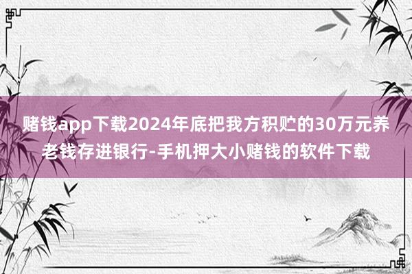 赌钱app下载2024年底把我方积贮的30万元养老钱存进银行-手机押大小赌钱的软件下载