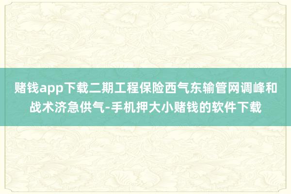 赌钱app下载二期工程保险西气东输管网调峰和战术济急供气-手机押大小赌钱的软件下载